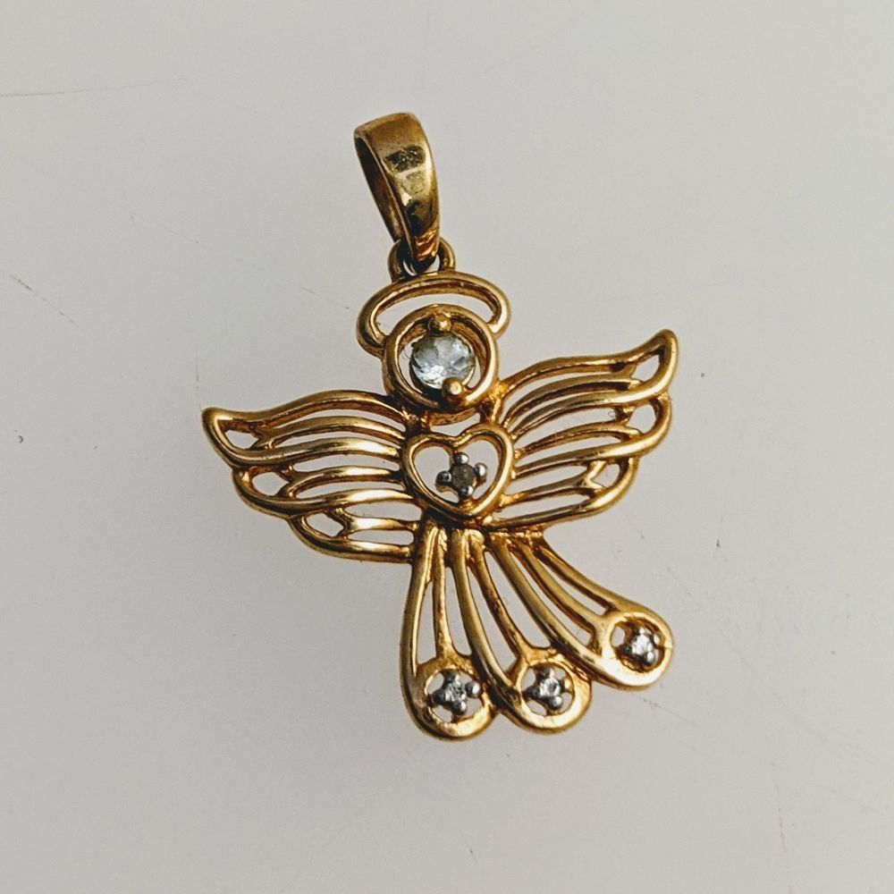 Gold Baptism Angel Necklace Pendant